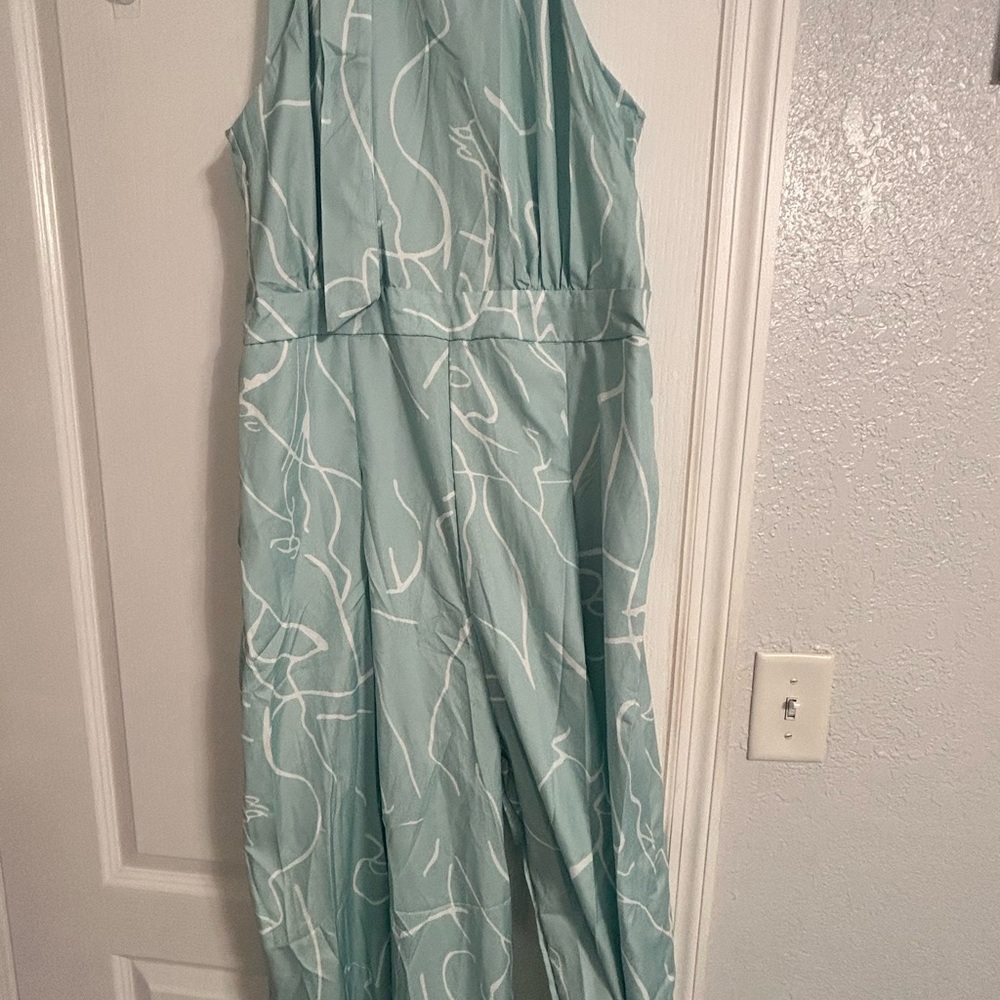 SHEIN Light Blue and White Jumpsuit